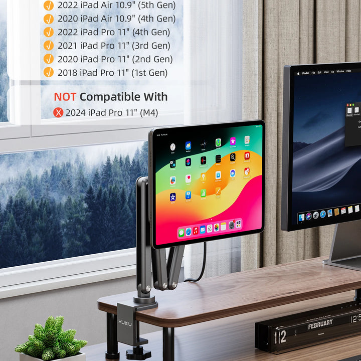 Magnetic Charger Holder for Ipad Air 11/13 M2（2024),Ipad Pro 11 Inch 2Nd/3Rd, 12.9Inch 3Rd/4Th/5Th,360 Adjustab Desk Stand