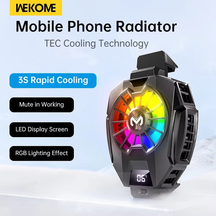 Mobile Phone Heat Dissipator with Temperature Display, Gaming Cooling Radiator with Universal Back Clip for Mobile Phones