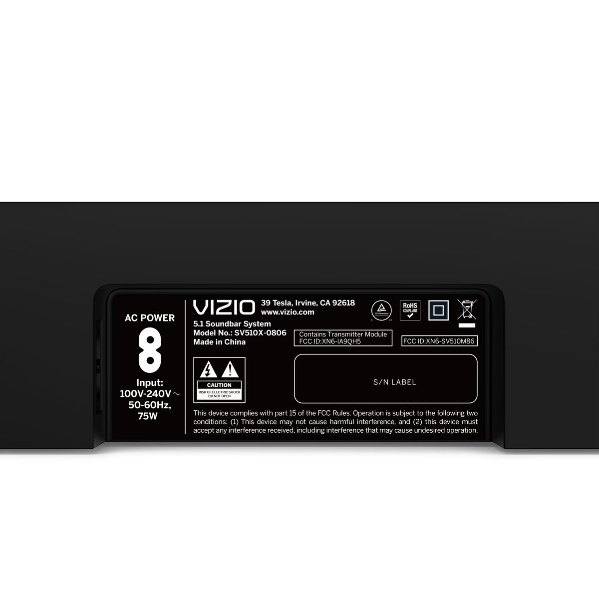 VIZIO 5.1 Soundbar SE box contents