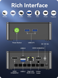 GMKtec Mini PC — Intel N95 (3.4 GHz), 8GB RAM, 128GB SSD - 1