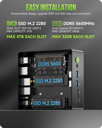 GMKtec Gaming Mini PC — Ryzen 9-8945HS (5.2 GHz), 32GB, 512GB - 3