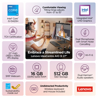 Lenovo IdeaCentre AIO 27" — Intel i5-13420H, 16GB, 1TB SSD - 2