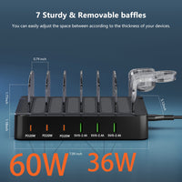Amicable 96W 6-Port Charging Station with Cables