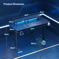 HLDIRECT Gaming Desk with LED and Power Outlet