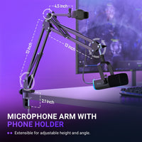 FIFINE AM8 Streaming Mic Kit - USB/XLR with Boom Arm
