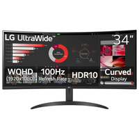 LG 34" UltraWide WQHD HDR10 100Hz Curved Gaming Monitor — 34WR50QK-B - 1