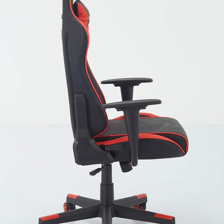 Swivel Gaming Chair Ergonomic High-Back Racing Style PU Leather Office Chair with Headrest and Lumbar Support and Adjustable Armrest (Galaxy - Black/Red)