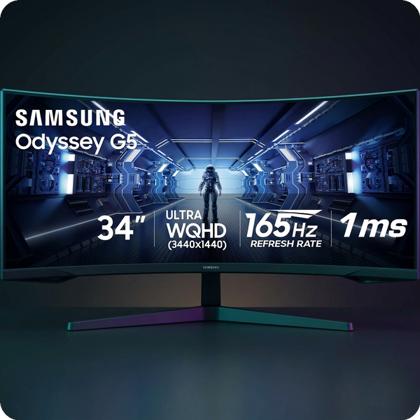 Samsung Odyssey G55T 34" Curved WQHD 165Hz HDR Gaming Monitor - GADGEX cover