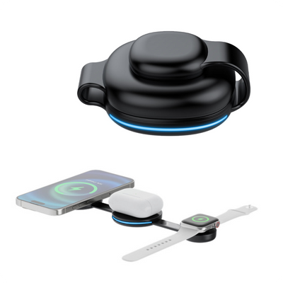 3-in-1 Foldable Magnetic Wireless Charging Station — 15W MagSafe Compatible