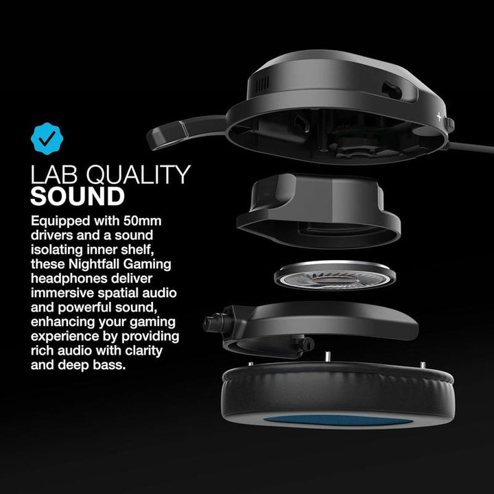 Jlab Nightfall Gaming Headset, Flip-To-Mute Rotating Boom Mic, 50Mm Drivers, Wired 3.5Mm for PC, PS5, PS4, Xbox Series X/S, Xbox One, Switch,