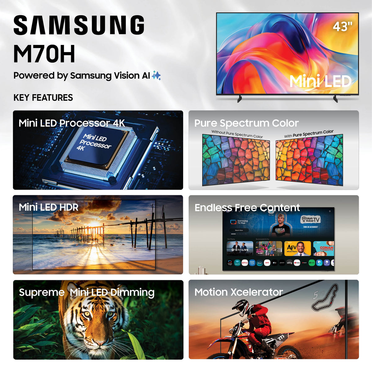Samsung 43-inch M70HB Mini LED 4K Smart TV 2026 — angle 2