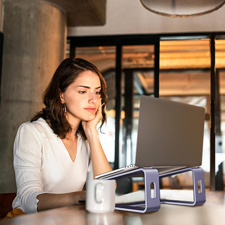 Laptop Stand, Aluminum Computer Riser, Ergonomic Laptops Elevator for Desk, Metal Holder Compatible with 10 to 15.6 Inches Notebook Computer, Purple