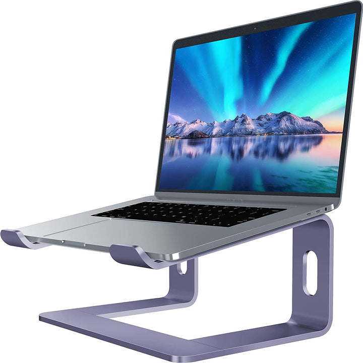 Laptop Stand, Aluminum Computer Riser, Ergonomic Laptops Elevator for Desk, Metal Holder Compatible with 10 to 15.6 Inches Notebook Computer, Purple