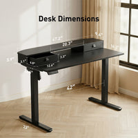 CHITOOMA Electric Standing Desk 48x24 with Drawers and Storage Shelf