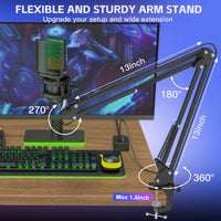 ZealSound USB Gaming Mic Kit - RGB with Boom Arm