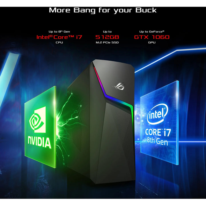 ROG Strix Gaming Desktop, AMD Ryzen 7 3700X, 16GB RAM, NVIDIA Geforce GTX 1660Ti 6 GB, 512GB SSD, Windows 10, Iron Gray, GL10DH-AH762