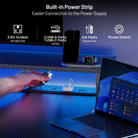 HLDIRECT Gaming Desk with LED and Power Outlet