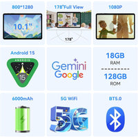 T80 10.5" 2-in-1 Tablet — 18GB RAM + 128GB, Gemini AI, Android 15