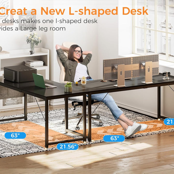 Computer Desk Large Office Desk, 63 Inch Gaming Desk with Storage, Modern PC Desk Work Table with Headphone Hook for Home Office, Black