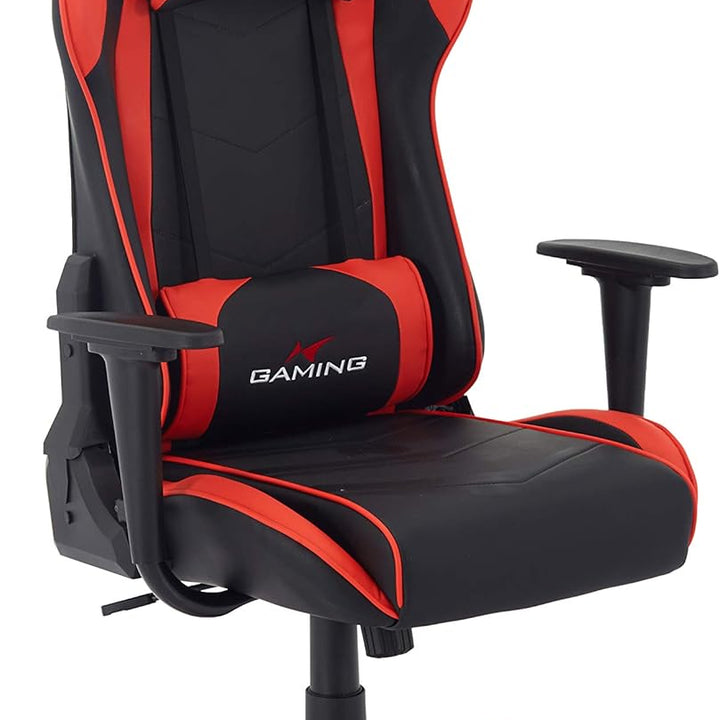 Swivel Gaming Chair Ergonomic High-Back Racing Style PU Leather Office Chair with Headrest and Lumbar Support and Adjustable Armrest (Galaxy - Black/Red)