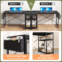 EnHomee L-Shaped Desk with Charging Station and Storage Shelves