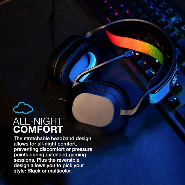 Jlab Nightfall Gaming Headset, Flip-To-Mute Rotating Boom Mic, 50Mm Drivers, Wired 3.5Mm for PC, PS5, PS4, Xbox Series X/S, Xbox One, Switch,