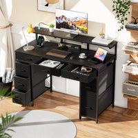 HLDIRECT 47" Gaming Desk with 8 Drawers, LED and USB