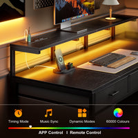 HLDIRECT 47" Gaming Desk with 8 Drawers, LED and USB