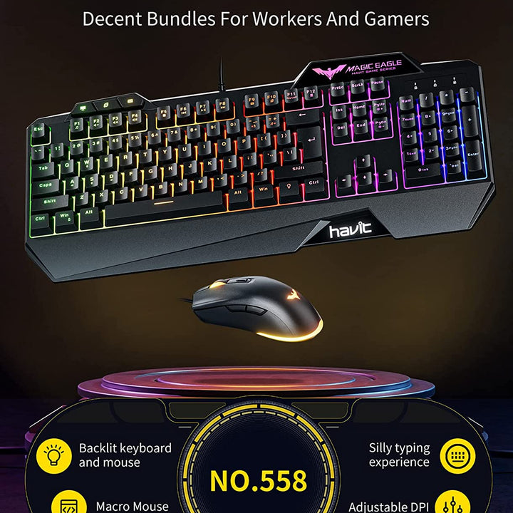 Gaming Keyboard and Mouse Combo, Backlit Computer Keyboards and RGB Gaming Mouse, Gaming Accessories 104 Keys PC Gaming Keyboard with DPI 4800 Mouse for Gamer, Black