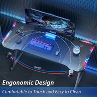 HLDIRECT Ergonomic Gaming Desk with LED