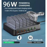 Amicable 96W 6-Port Charging Station with Cables