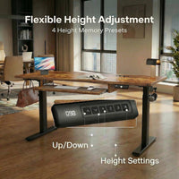 CHITOOMA Electric Standing Desk with Keyboard Tray, Vintage Brown
