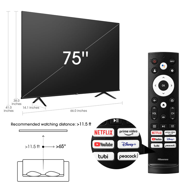 75-Inch Class A6 Series Dolby Vision HDR 4K UHD Google Smart TV (75A6H)