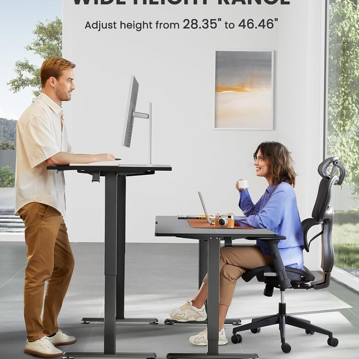 Height Adjustable Electric Standing Desk, 48 X 24 Inches Sit Stand up Desk, Memory Computer Home Office Desk (Black)