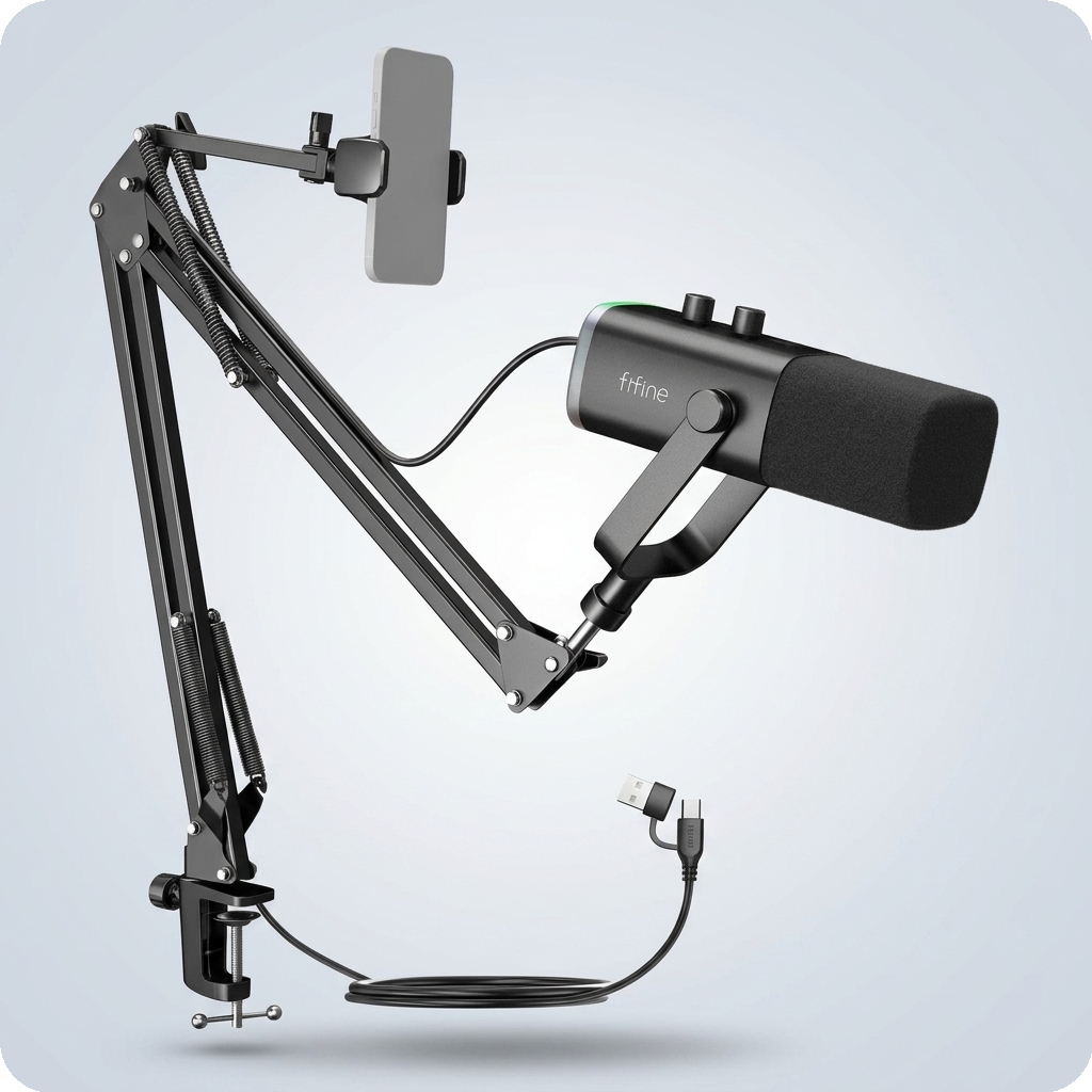 FIFINE AM8 Streaming Mic Kit - USBXLR with Boom Arm