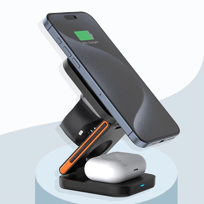 Suonee Foldable 3-in-1 Charging Station — Magnetic Fast Wireless Travel Charger