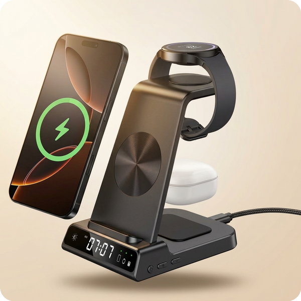 GADGEX 3-in-1 Wireless Charger - Digital Clock
