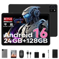 T80 10.1" 2-in-1 Android 15 Tablet — 16GB RAM + 256GB, Keyboard & Stylus