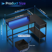 Fairy L-Shaped Gaming Desk 43" with LED and Charging Port