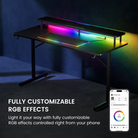 GTRACING T-Shape Gaming Desk with RGB LED and Wireless Charging