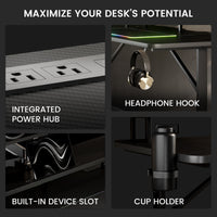 GTRACING T-Shape Gaming Desk with RGB LED and Wireless Charging