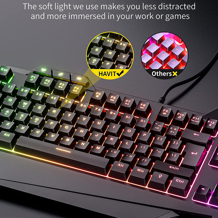 Gaming Keyboard and Mouse Combo, Backlit Computer Keyboards and RGB Gaming Mouse, Gaming Accessories 104 Keys PC Gaming Keyboard with DPI 4800 Mouse for Gamer, Black