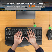 GADGEX Wireless Keyboard & Mouse Combo - Ergonomic