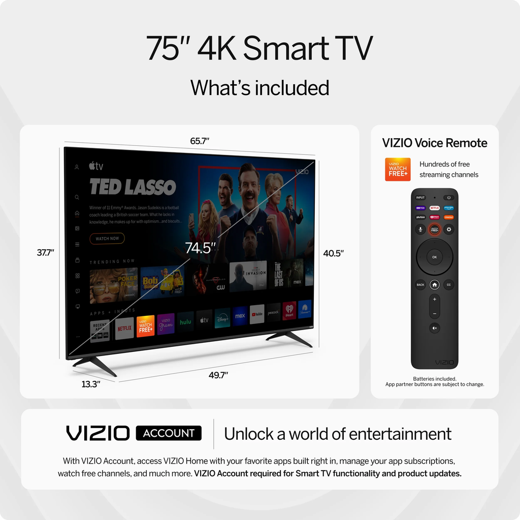 VIZIO™ - 75" Class V-Series 4K LED HDR Smart TV