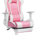 Pink Gaming Chair with Footrest Cute Kawaii Gaming Chair for Girl Gamer Chair Ergonomic Office Desk Chair Racing Chair Adjustable High Back Chair with Lumbar Support and Headrest,Pink/White