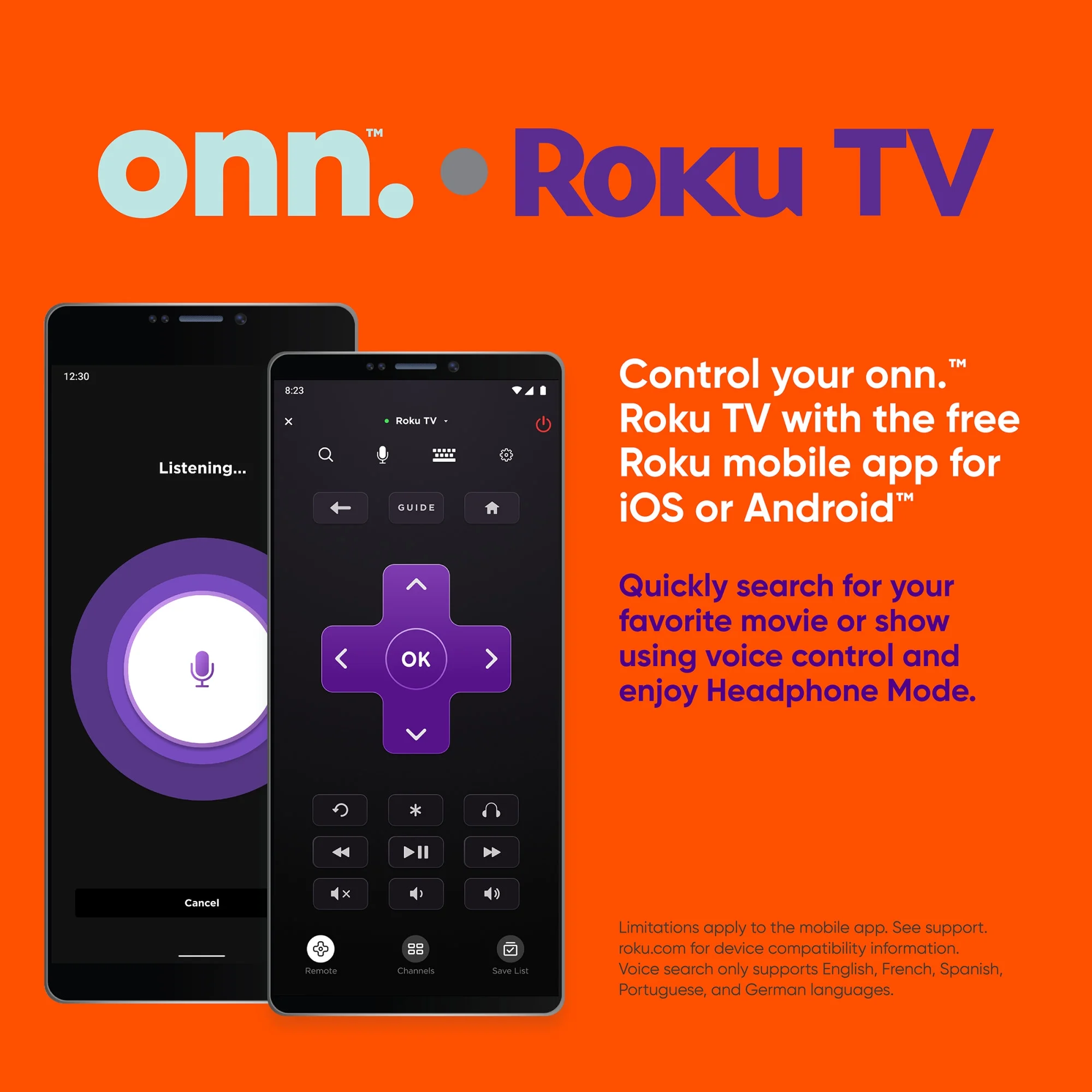 onn.™ - 65” 4K UHD ROKU Smart TV