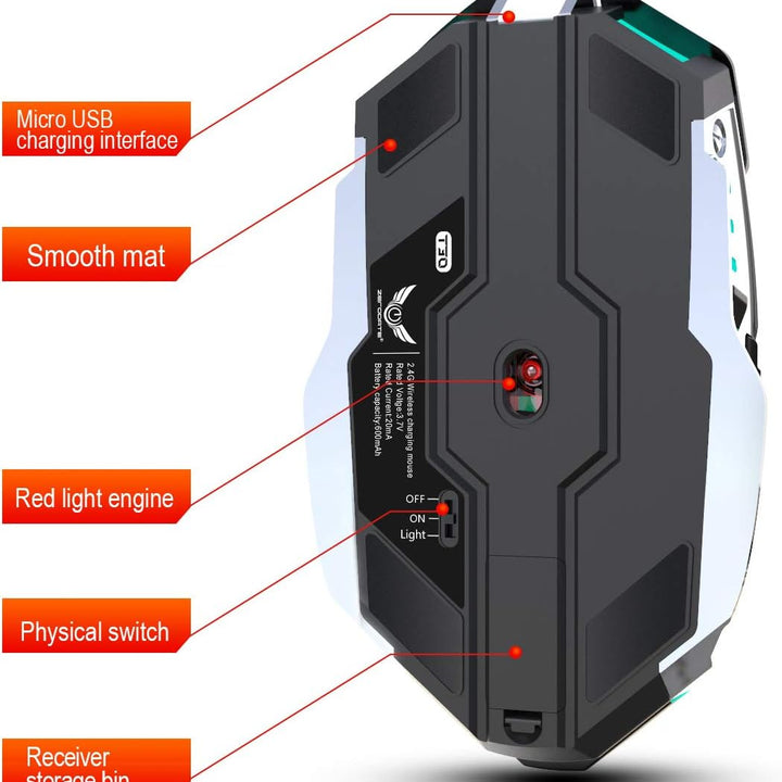 - Rechargeable Wireless Gaming Mice with USB Receiver and Decompress Crystal Ball-Black