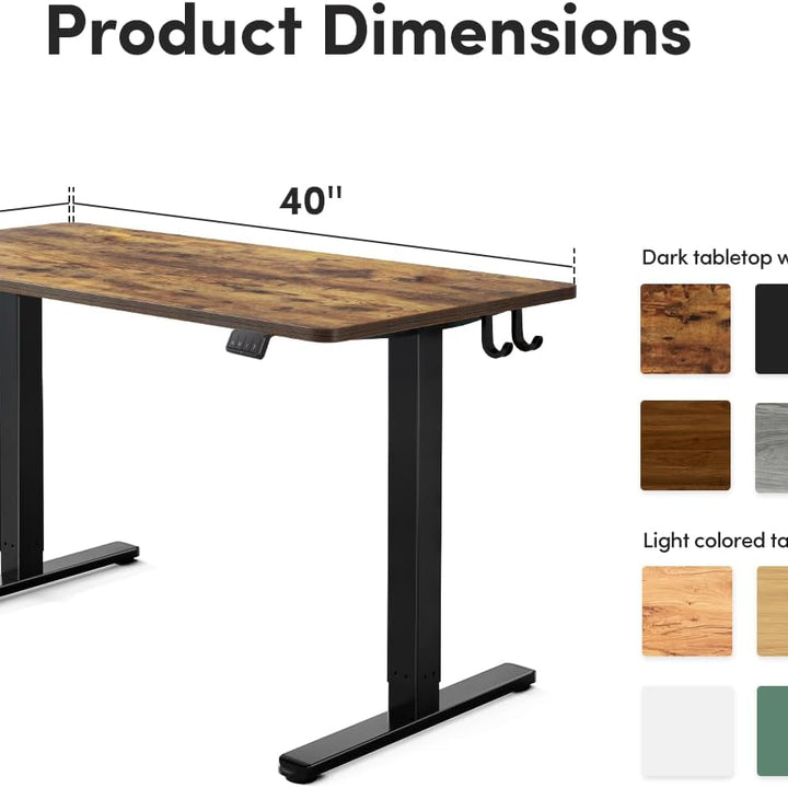 Electric Standing Desk, 40 X 24 Inches Height Adjustable Stand up Desk, Sit Stand Home Office Desk, Computer Desk, Rustic Brown