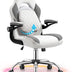 Gaming Chair Ergonomic Office Chair PC Desk Chair with Lumbar Support Flip up Arms Racing Style PU Leather Executive Computer Chair for Adults,Grey