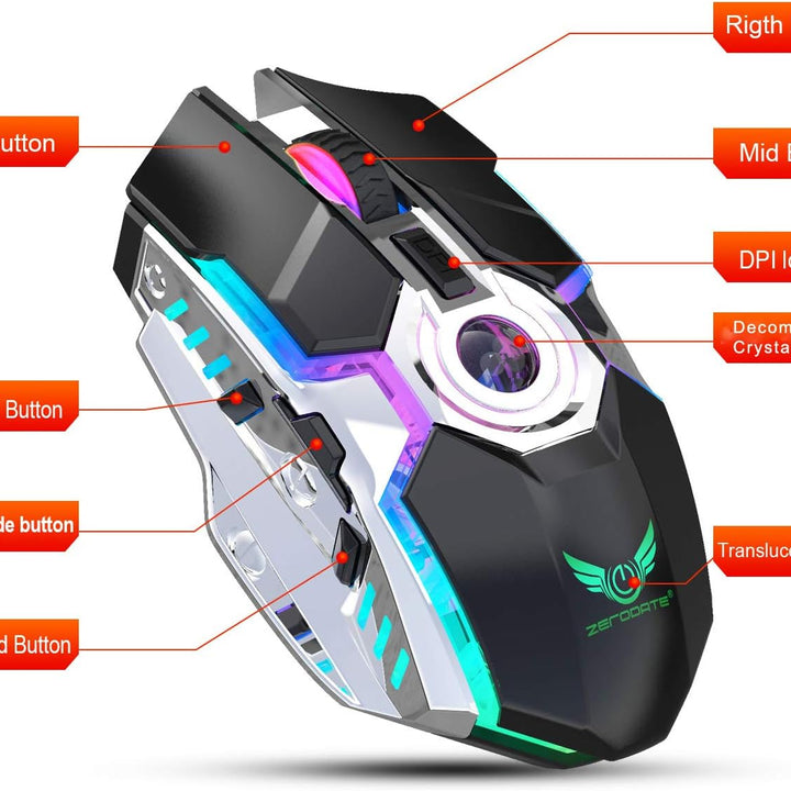 - Rechargeable Wireless Gaming Mice with USB Receiver and Decompress Crystal Ball-Black